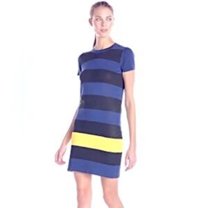 Lacoste Dress Women's Size 36 XS Blue Black Yellow Striped Knit Work Business